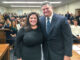 Mayor Danielle DiPaola, sworn in Jan. 2 by Woodcliff Lake Mayor Carlos Rendo, above, has asked that she be judged not on her gender but rather, alongside the council, by her ideas and actions. | John Snyder photo