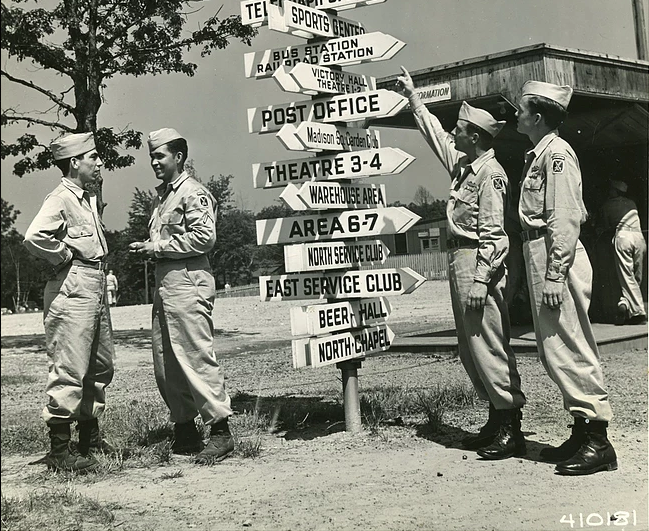 Camp Shanks directional sign, 1945