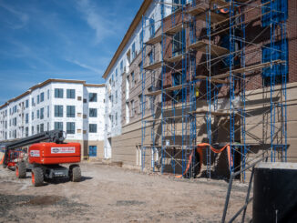 Construction appears not to be in progress in April 2024 at the Block 419 Emerson Station project, which is at the heart of lawsuits. John Snyder photo.