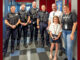 Montvale Police Capt. Alisha Foley, PO Glenn Moran, Lt. Kash Cruise, and Detective Sgt. Eric Robalino with Memorial Elementary School leaders — including principal for the day Olivia Koerner, rising third-grader, who escorted the officers on their Books and Badges tour May 28. Courtesy photo.