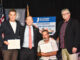 Rep. Josh Gottheimer on July 15, 2024 with Fifth District Hometown Heroes Dan Olivier and Andy Scallo, who built Westwood's second 9/11 memorial, and Westwood Mayor Raymond Arroyo. Zachary Florman photo.