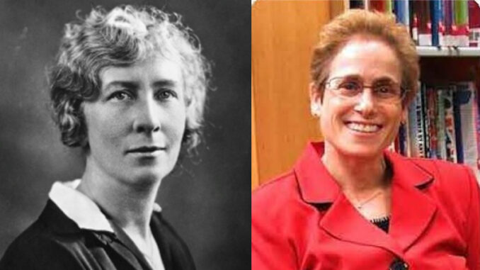 Lillian Moller Gilbreth, left, and Carol Simon Levin. Levin, a storyteller, portrays Gilbreth at Pascack Historical Society on Sunday, July 28 at 2 p.m.