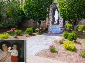 Inspired by the Blessed Mother statue at Our Lady of Lourdes and her Nonna’s devotion to the rosary, Joan’s mother, Rosemarie D’Alessandro, envisioned the grotto as a serene space for reflection and peace.