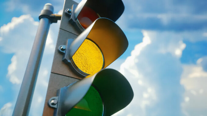 Yellow traffic light