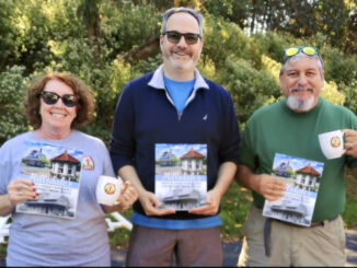 Hillsdale 125th Anniversary Chairperson Gerry Beatty, Hillsdale Mayor Michael Sheinfeld, and Rick Savino.