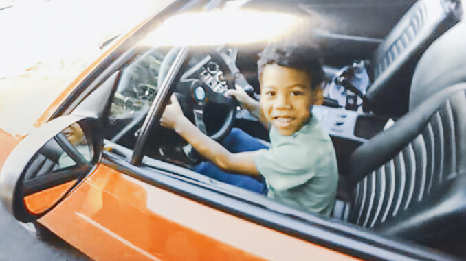 Wyatt, 6, of Westwood in a vintage 1974 DeTomaso Pantera