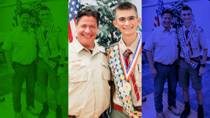 Scout Matthew Carlin, a Gold Level President’s Volunteer Service Award winner, with Troop 80 Scoutmaster Miloslav Rehak.