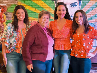 The scene at the Dueling Pianos charity fundraiser on Monday, Nov. 18 at Lolita’s Mexican Cantina in Westwood. Left: Organizers Ingrid Gsellmeier, Jennifer Sirchio, and Jessica Johns with Woman's Club Executive Board member Lynda Bager (second from left). Photos via Woman’s Club of Westwood.