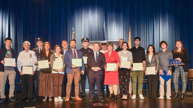 Rep. Josh Gottheimer (D-5) with Eightieth Anniversary Hometown Heroes in Mahwah on Monday, Dec. 16, 2024.