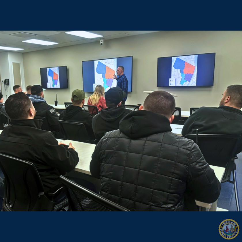 Law Enforcement United: Officers from 21 agencies across Bergen County, along with federal partners, join forces for the Crime Suppression Team to ensure a safer holiday season. BCPO photo.