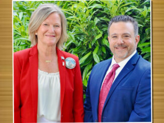 The Always Westwood candidates, Cheryl Hodges and Anthony Greco, won re-election in November 2024. Campaign photo, Pascack Press background.