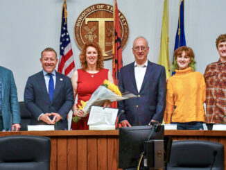 U.S. Congressman Josh Gottheimer (NJ-05), joined by Tenafly Mayor Mark Zinna, officiated a ceremonial swearing-in for Councilwoman and fellow Democrat Dr. Julie O’Connor at Borough Hall on Jan. 5. Photo via Josh Gottheimer’s office.