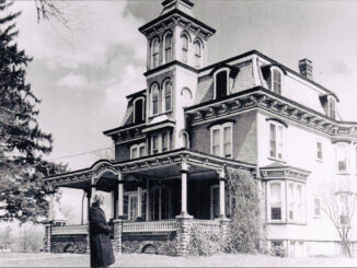 On a winter’s day circa 1960, Florence Blakeney stands in front of the stately Blakeney mansion on Rivervale Road. Soon after, the home was demolished to make way for Florence Road and a housing development.