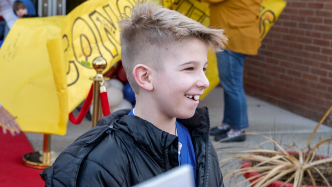 The Washington Elementary School community—and then some—gathered in a raucous and heartfelt show of support on Friday, Feb. 7, to celebrate the resilience and courage of 9-year-old Shane McCooe, affectionately known as “Shane the Brave.” John Snyder photo.