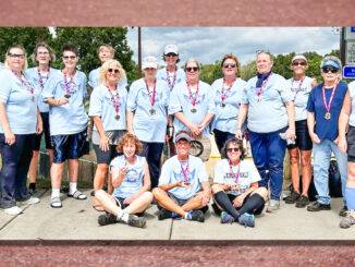 Golden Glory: The Jersey Gals celebrate their gold medal victory at the New Jersey Senior Olympics in Woodbridge, securing their spot at the National Senior Games in Des Moines this July. Photo via Cynthia Kucera.