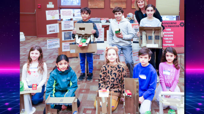 STEM - KerryAnn O'Conner and young engineers. Hillary Viders photo.