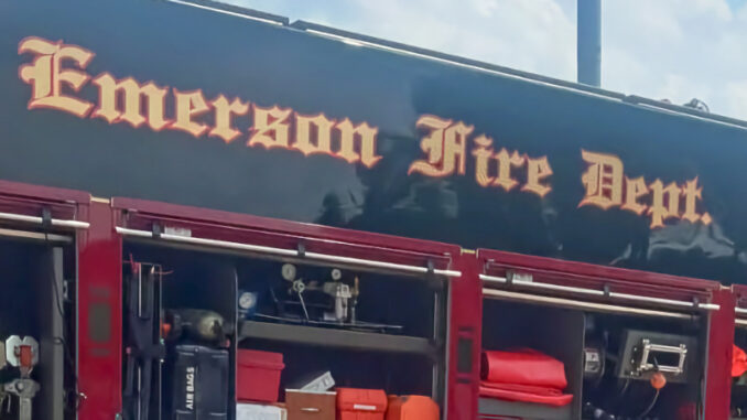 Emerson Fire apparatus Detail of photo via Emerson Volunteer Fire Department on Facebook.