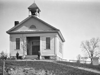 Photographed 120 years ago this week—on May 20, 1905—two boys stand outside Montvale's School No. 1 at Summit Avenue and Spring Valley Road. When the school opened in 1899, only 400 people lived in Montvale.