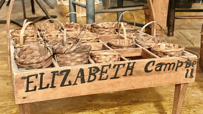Elizabeth Campbell's strawberry baskets, part of the collection of the Pascack Historical Society. The region's farming families wove these splint baskets by hand in winter as they looked to June’s strawberry harvest.