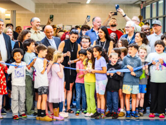 The happy scene May 29 at Memorial Elementary School’s new wing. Montvale Voters approved a $29.4 million bond referendum in December 2021, welcoming critical upgrades across the district, including new classrooms, STEAM labs, renovated restrooms, and modernized HVAC and safety systems. District photo.