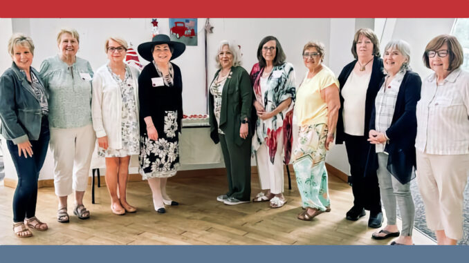Charter members of the Greater Pascack Valley Woman’s Club celebrate the club’s 35th anniversary. Left to right: Linda Mackey, Kitty Kelley, Linda Ramagnano, Elaine Mooney, Beverly Mancini, Kathy Grubb, Kaye Boyle, Jodie Miller, Barbara Lorenz, and Bonnie Stevenson. Club photo.