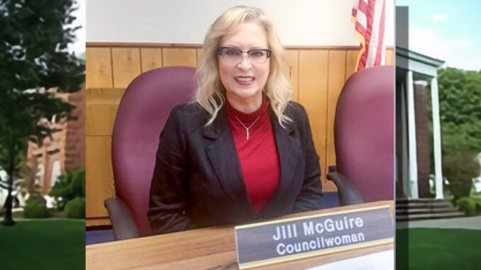 Emerson - Jill McGuire Councilwoman Jill McGuire, honored with a plaque and flowers by the mayor and council for nearly seven years of service, including two as chair of the local historic preservation committee. McGuire resigned effective Aug. 31, citing an upcoming move from the community.