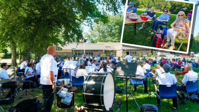 The summer sounds of Strauss, movie magic, and classical favorites filled the air at Upper Grove Field on Saturday, June 28, as the Ridgewood Symphony Orchestra performed before a crowd of more than 200 residents. Courtesy photos.