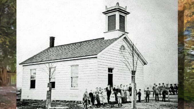 RV schoolhouse The District 20 schoolhouse and student body circa 1890. This school stood at Piermont Avenue and Rivervale Road in what is now River Vale, serving a rural community of fewer than 200.