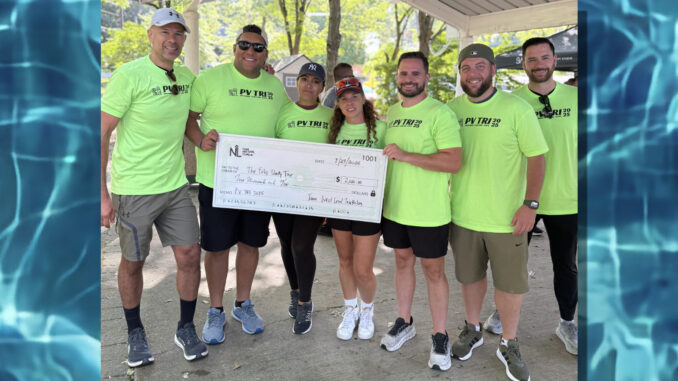 PV TRI - Police Unity Tour How it’s done: Coach Marilyn Novo of Team Next Level presents $2,000 to the Police Unity Tour, joined by Ray Calderone, Dennis Figueroia Jr., Jessica Arebalo, Michael Losurdo, Harold Mine, and Alex Miller. Erica Chin, mewcaw photography