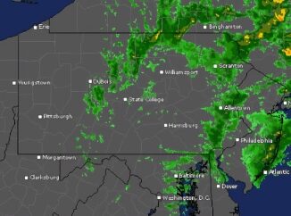 The nor’easter’s rain bands lingered over Bergen County late Monday morning, Oct. 13, as seen in this 10:15 a.m. radar image from AccuWeather.com.