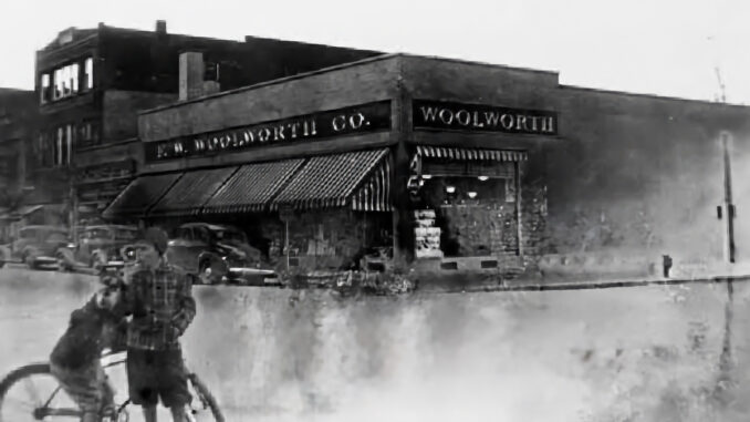 Westwood’s newly built Woolworth’s store in the 1930s. The boys at left sport a style of the era — knickers and patterned knee socks.Most readers will remember Woolworth’s looking something like this. The store was on Westwood Avenue until the late 1970s.