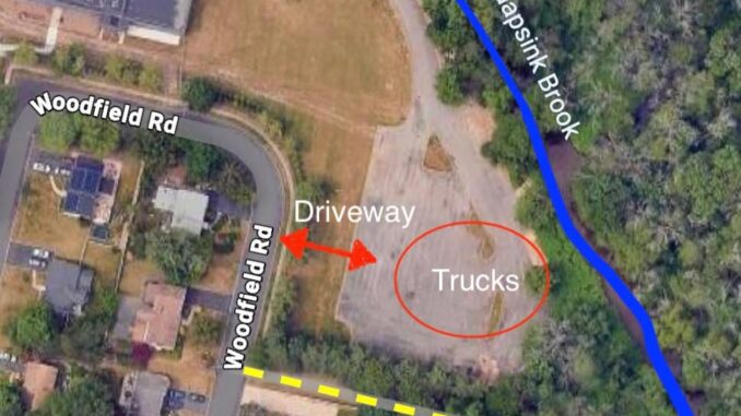 Aerial view of the Bethany Church property in Washington Township, where the township proposes to lease a 1.25-acre lot for temporary DPW vehicle storage.