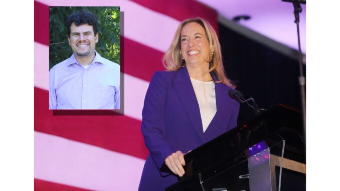 Gov.-Elect Mikie Sherrill, who won the 2025 New Jersey gubernatorial race and has since resigned her congressional seat, has announced her transition team. That team includes Adam Gordon, executive director of the Fair Share Housing Center, who will help guide housing policy. Sherrill photo: NJ Monitor, via Creative Commons. Gordon inset via fairsharehousing.org.