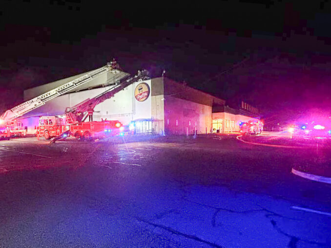 Firefighters from Hillsdale and mutual aid departments operate at ShopRite early Nov. 15 after a sprinkler-controlled fire broke out in the store’s bakery area. Crews stretched a line, confirmed no extension, and spent more than an hour ventilating the large building. (Photo courtesy Hillsdale Fire Department)