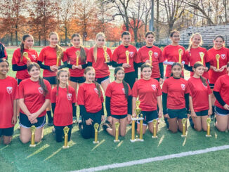 Front to back, left to right: Natalie Habana, Mikaela Polk, Maia Congiusti, Liliana Polvere, Jackie Giella, Alyssa Mulhern, Gabriella Aguilar, Victoria Terranova, Megan Ryan, head coach Tom Mulhern, Ella Viggiani, Katie Tucker, Juliette Rose Connelly, Frankie Argenzia, Lauren Bianchi, Sara Dauble, Josheau Feingold, Penny Stolfe, Emma Vitale, and assistant coach Mark Tucker. Not pictured: Miranda Gray.