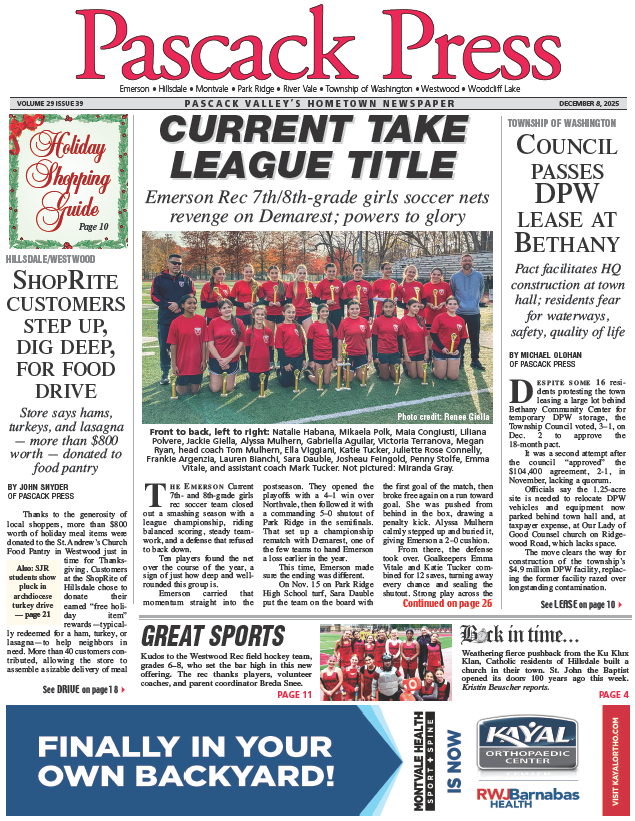 Pascack Press — Dec. 8, 2025 cover
