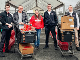 Teamwork! ShopRite fundraising coordinator Jack Callaghan, Jeff Roem and Maura Roem of St. Andrew’s, store manager Sasha Vidakovic, and store assistant manager Brian Longfield. Courtesy photo.