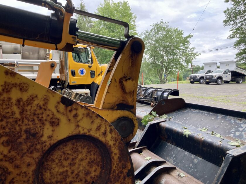 Some of the Township of Washington's public works equipment parked on rented space at Our Lady of Good Counsel R.C. Church on Ridgewood Road, July 10, 2021. John Snyder photo