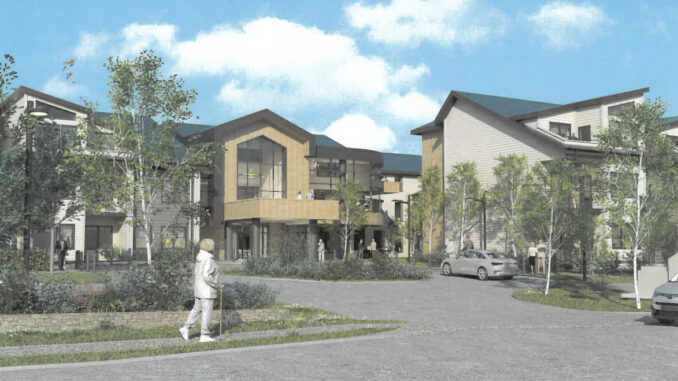 An artist’s rendering shows the proposed 122-unit assisted living facility planned for the former Armenian Nursing and Rehabilitation Center site at 70 Main St. in Emerson.