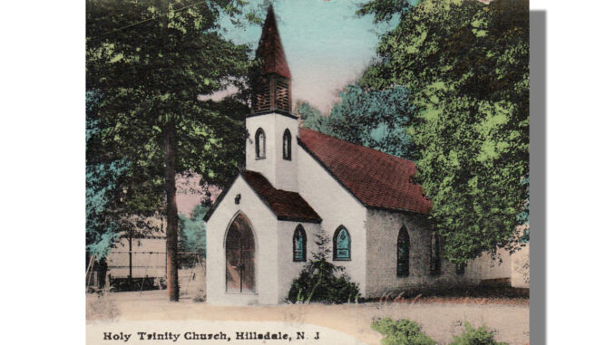 Hillsdale’s Episcopal Church, Hillsdale Avenue and Trinity Place, at the turn of the 20th century. In January 1896, it was broken into and vandalized.