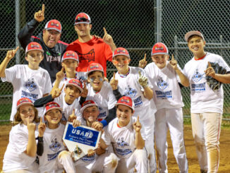 Championship moment: Left to right, top to bottom: Ryan Smith, Elan Ofeck, Peyton Calonico, Mason Morris, Connor Smith, Matt Baez, Mikey Phelan, Joaquin Estabillo, Matthew Thompson, Adrian Augustyn, Damien Velez, Lincoln Drummon, and Liam Sager. (Credit PV Venom)