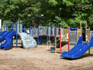 Ackerman Park, off Ackerman Avenue, features lighted, newly repaved basketball courts, a bocci court, age-specific playgrounds, and picnic seating, with the Kyle Griffin Memorial at the entrance honoring the Emerson resident killed while serving in Iraq. Borough of Emerson.