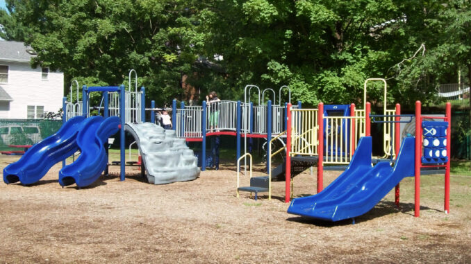 Ackerman Park, off Ackerman Avenue, features lighted, newly repaved basketball courts, a bocci court, age-specific playgrounds, and picnic seating, with the Kyle Griffin Memorial at the entrance honoring the Emerson resident killed while serving in Iraq. Borough of Emerson.