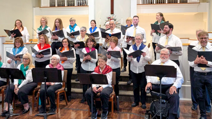 Members of the Lakeside Choraliers perform in 2025l. The Park Ridge–based community choir is welcoming new singers and will hold an open house rehearsal Monday, Feb. 9, from 7:30 to 9:30 p.m. at First Congregational Church.