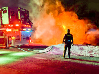 A house fire that began Saturday, Feb. 7 and burned into Sunday morning destroyed a one-family home at 43 Poplar Ave., according to Borough of Oradell Police Chief David L. Gangemi. Courtesy photo.