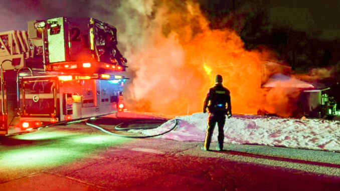A house fire that began Saturday, Feb. 7 and burned into Sunday morning destroyed a one-family home at 43 Poplar Ave., according to Borough of Oradell Police Chief David L. Gangemi. Courtesy photo.