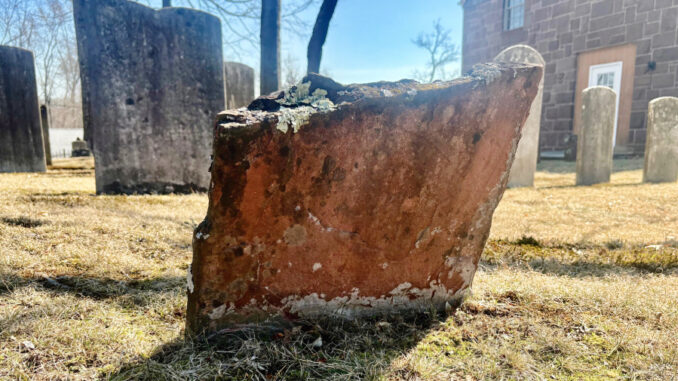 This grave is among the oldest in the cemetery that lies just north of the Pascack Reformed Church in Park Ridge. It belongs to Peter G. Haring, who, along with his wife Elizabeth, was a founding member of this church in 1813. He was also a veteran of the American Revolution.