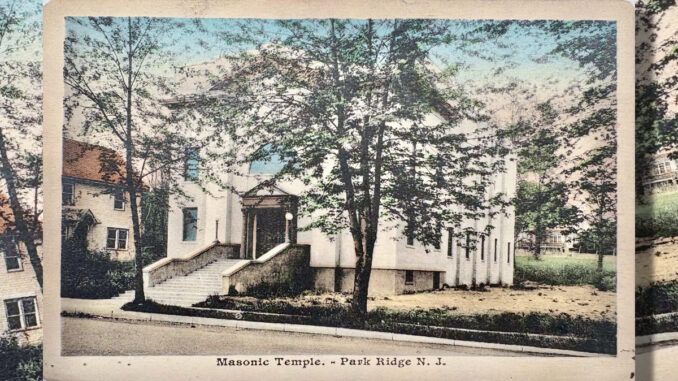 A late 1920s postcard from the Pascack Historical Society’s collection shows the newly built Masonic Temple on Kinderkamack Road.