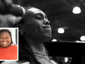 Image from “FOCUS: Our Mental Health,” nominated in the News category. Inset: Teaneck High School alumna Monique Dzaba, nominated for the Television Academy Foundation’s 45th College Television Awards.