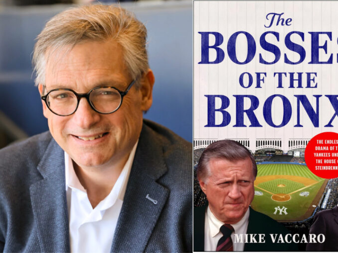 Mike Vaccaro, New York Post columnist and Hillsdale resident, with his new book, The Bosses of the Bronx, which he will discuss at the Hillsdale Free Public Library. Courtesy photo.